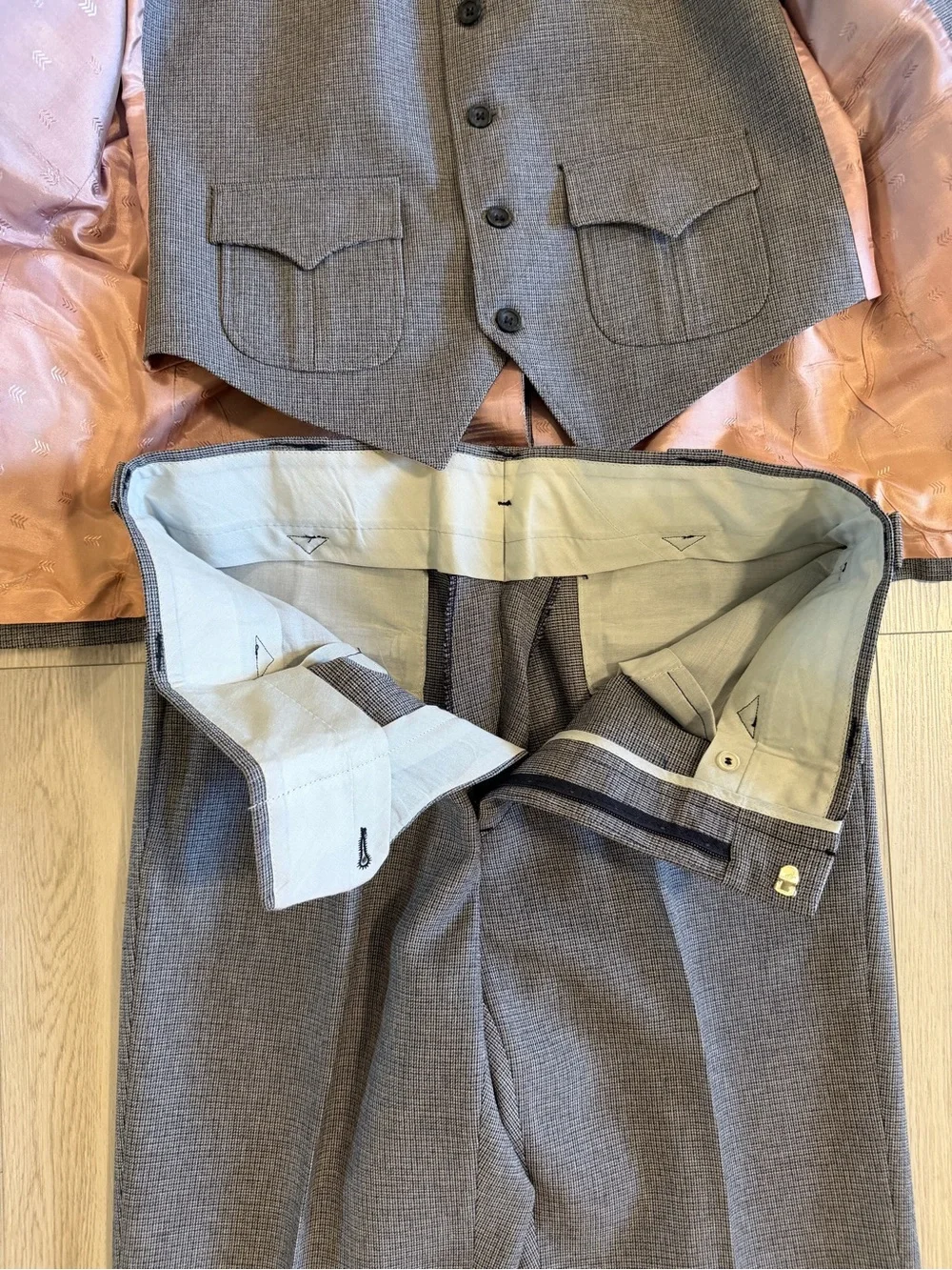 Vintage 70s Circle S Western Ranch Wear Men's 3pc Set Pant Suit Sz 38R Waist 34”